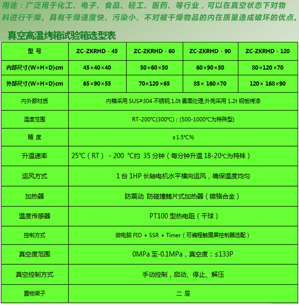 小型真空箱技術(shù)參數(shù)說明